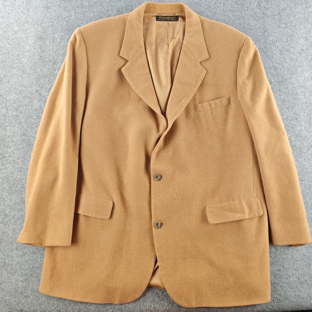 Brooks Brothers Blazer Mens 46L Tan 100% Pure Camelhair Vintage USA Made